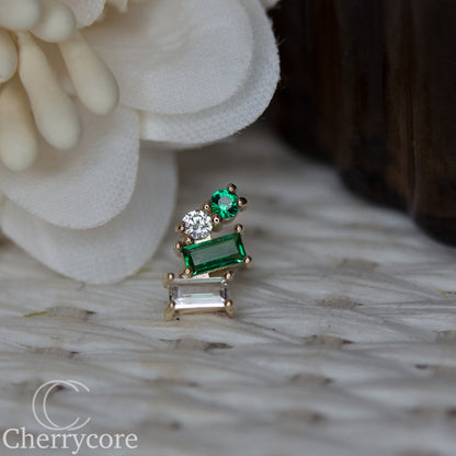 14k- Isaria - Emerald CZ -Threadless attachment