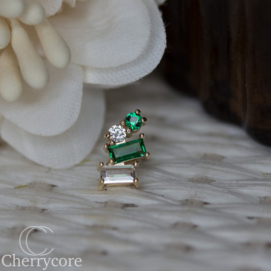 14k- Isaria - Emerald CZ -Threadless attachment