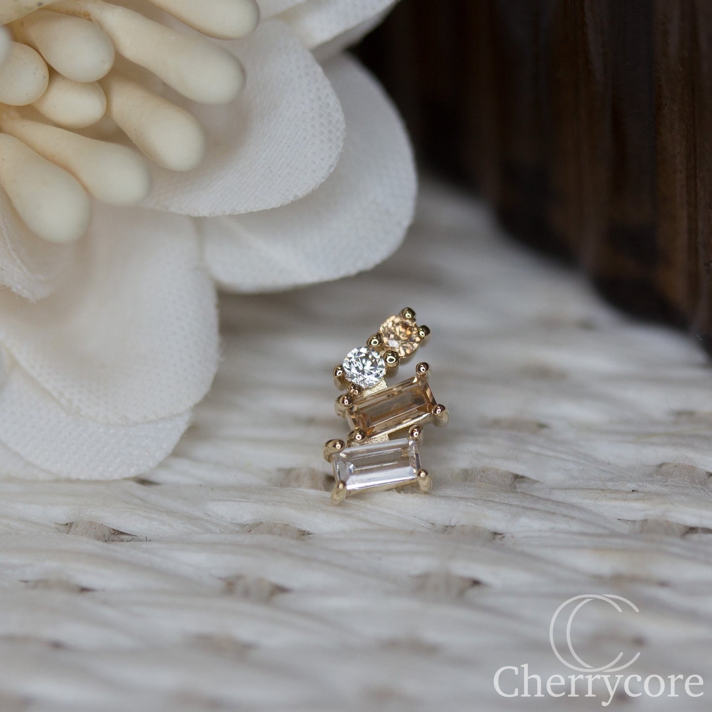 14k- Isaria - Champange CZ -Threadless attachment