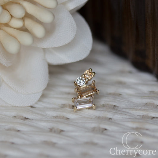 14k- Isaria - Champange CZ -Threadless attachment