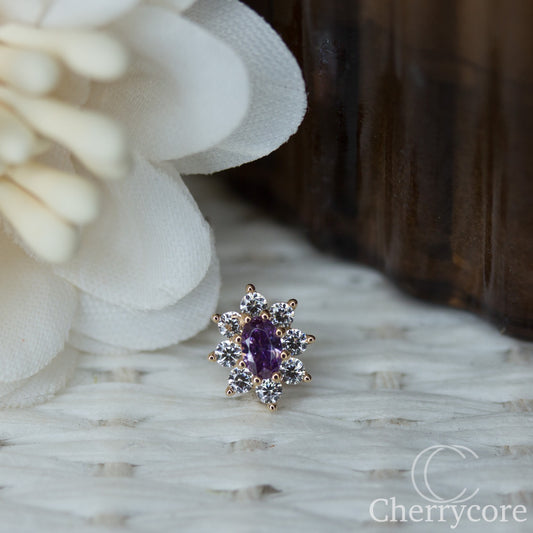 Royal Bloom-14k Yellow gold - Amethyst CZ- Threadless attachment