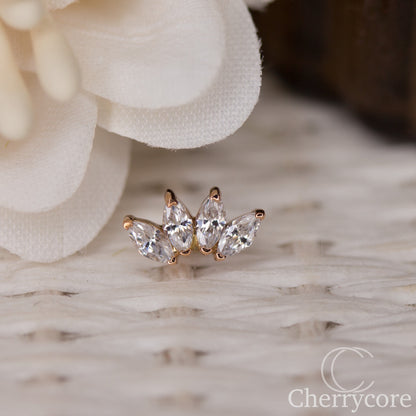 14k 5 gem Marquise Fan- Threadless Attachment