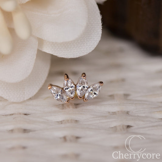 14k 5 gem Marquise Fan- Threadless Attachment