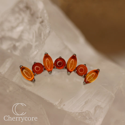 Natural Red Onyx  Marquise Arc- Threaded attachment