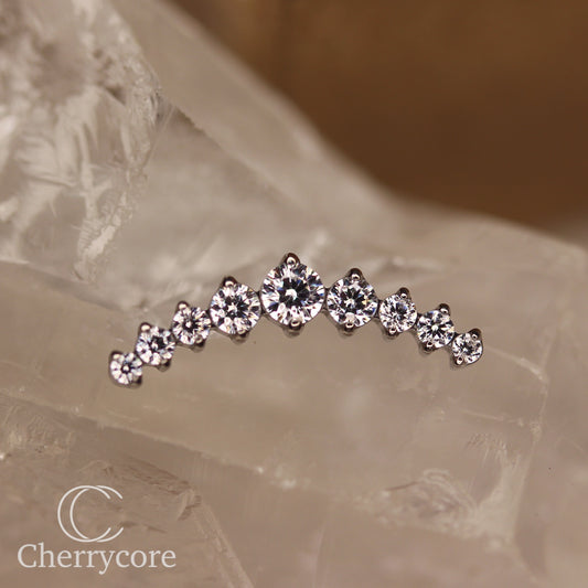 Prong Set CZ 9 Gem Arc- Threaded attachment