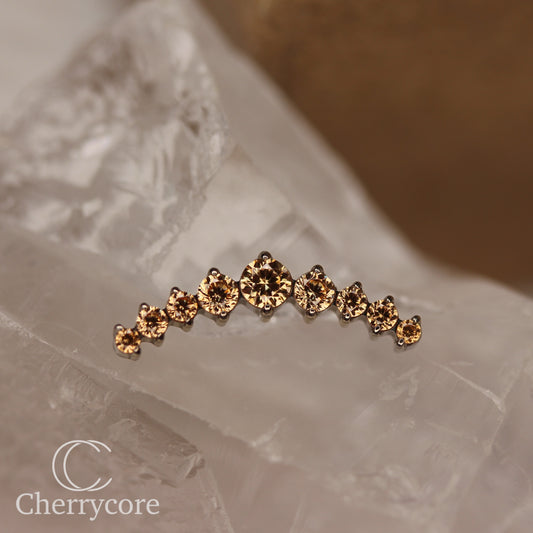Prong Set Champagne CZ 9 Gem Arc- Threaded attachment
