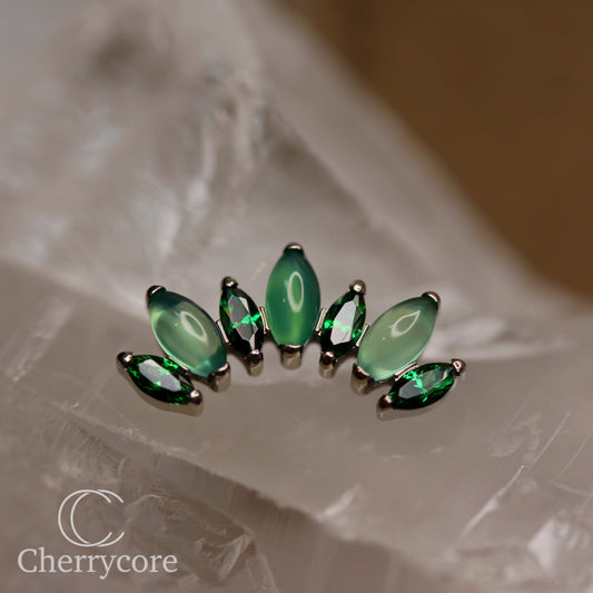 Natural Green Onyx & Emerald CZ Marquise Arc- Threaded attachment