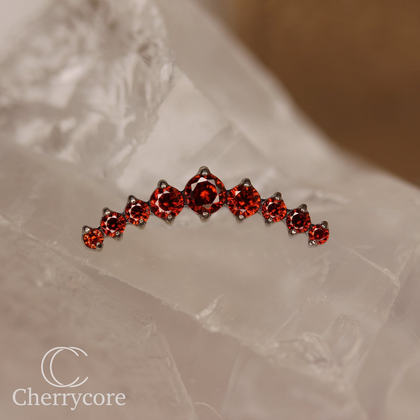 Prong Set Garnet CZ 9 Gem Arc- Threaded attachment