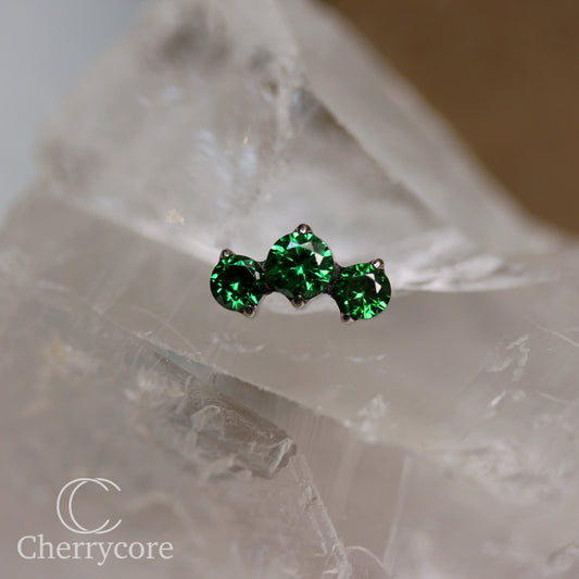 Prong Set Emerald Cz Mini Arc -  Titanium Threaded attachment