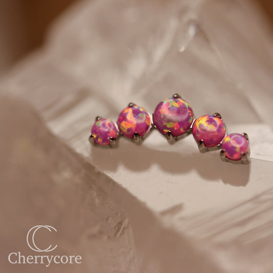 Prong Set Bubblegum Opal Arc-  Titanium Threaded attachment