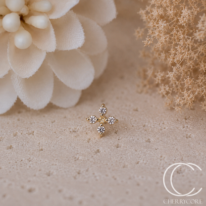 Flora - 14k Yellow Gold- Threadless attachment