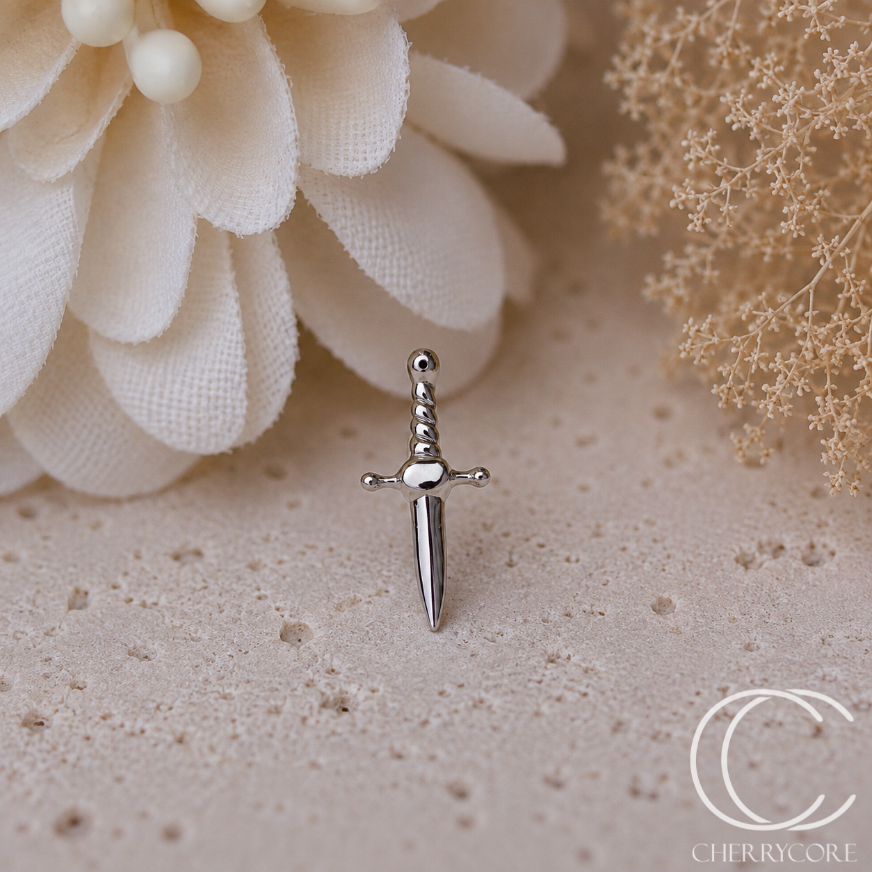 14K Dagger - White Gold- Threadless attachment