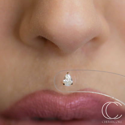 14k Gold- Prong Set Pear CZ- Threadless Attachment