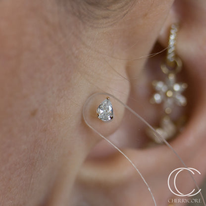 14k Gold- Prong Set Pear CZ- Threadless Attachment