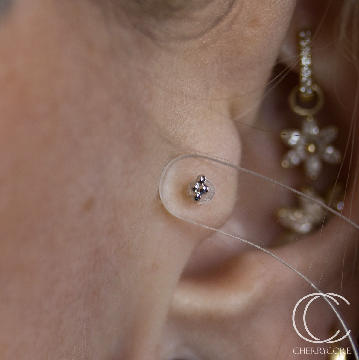 14k White Gold- Mini Quad Bead -Threadless Attachment
