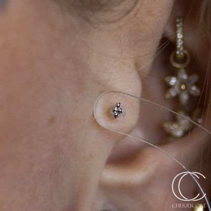 14k White Gold- Mini Quad Bead -Threadless Attachment