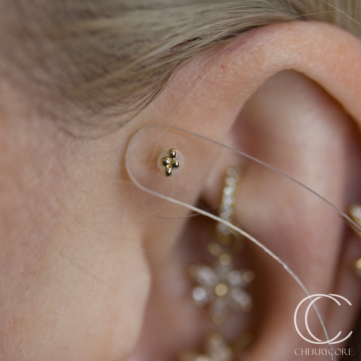 14k Yellow Gold- Mini Quad Bead -Threadless Attachment