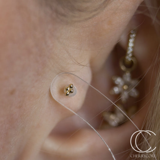 14k Yellow Gold- Mini Quad Bead -Threadless Attachment