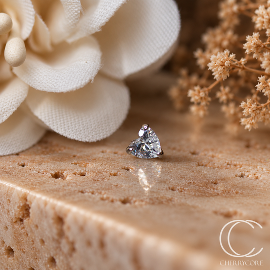 Sweet Heart - 14k White Gold - Threadless Attachment