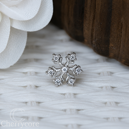 14k White Gold Snowflake -Threadless Attachment