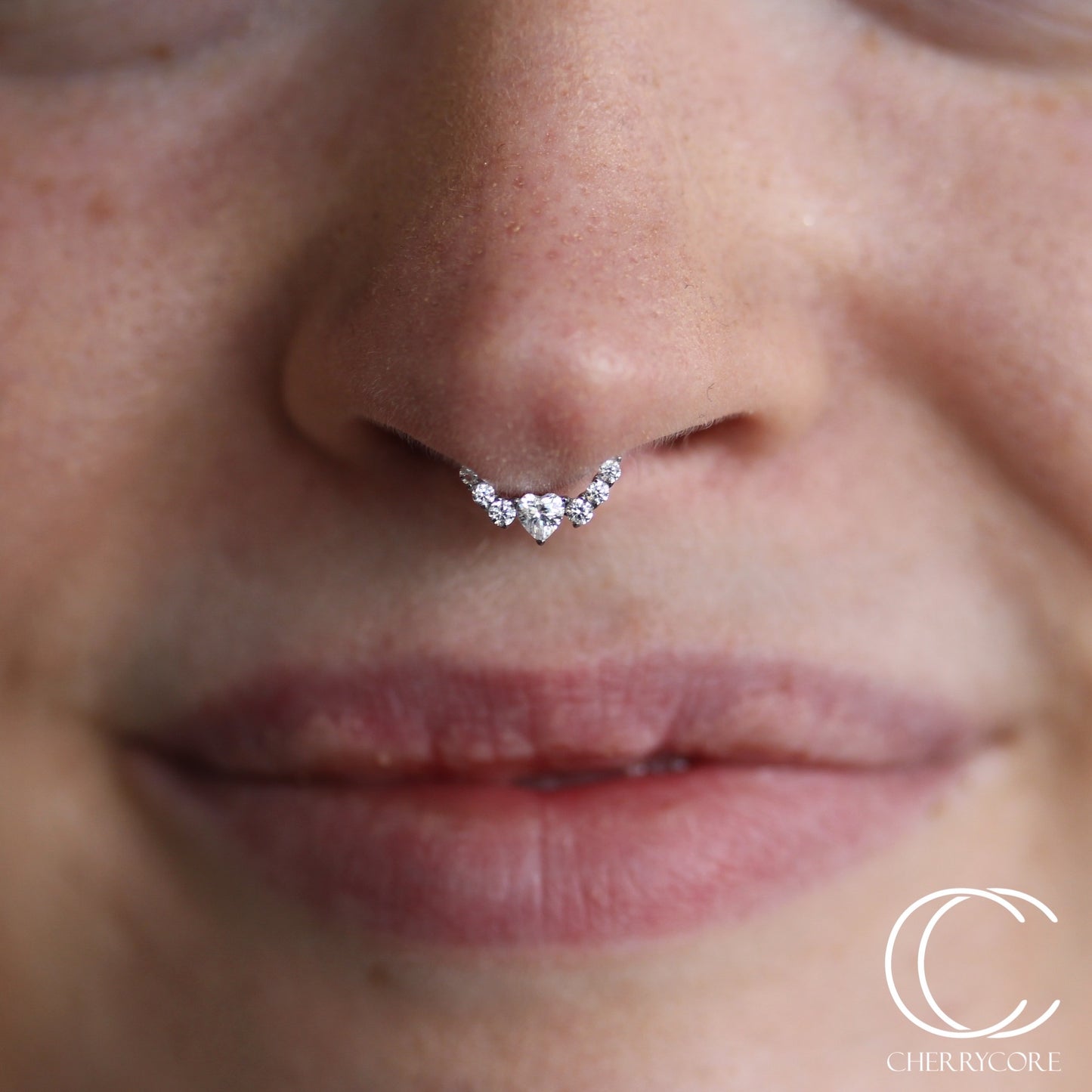 Prong Set Heart CZ-Titanium Hinge Ring