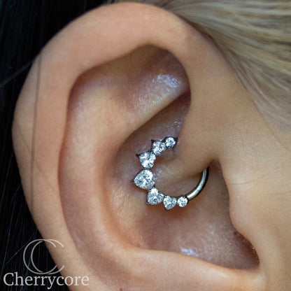 Prong Set Heart CZ-Titanium Hinge Ring