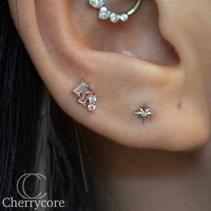 14k- Isaria - Pink CZ -Threadless attachment