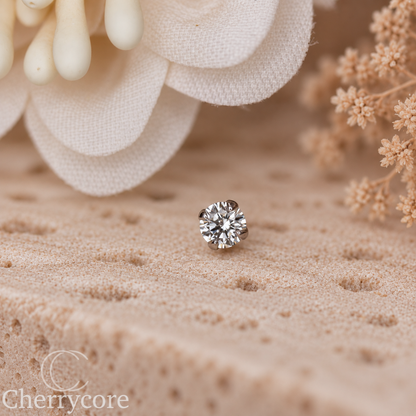 14k White Gold- Prong Set Cubic Zirconia -Threadless Attachment