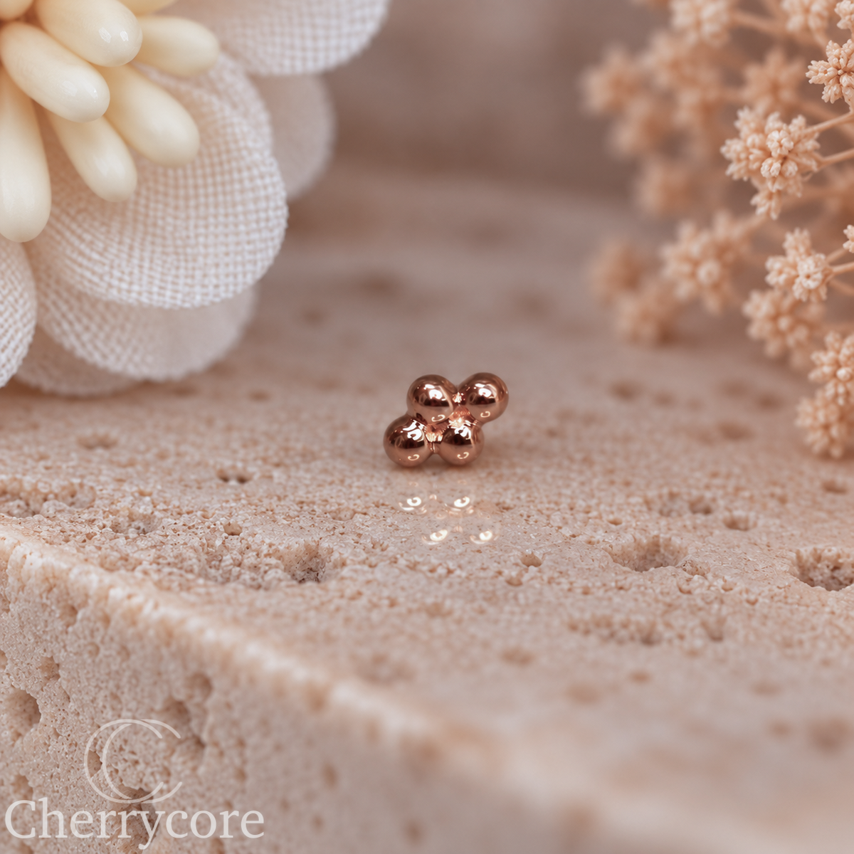 14k Rose Gold- Mini Quad Bead -Threadless Attachment
