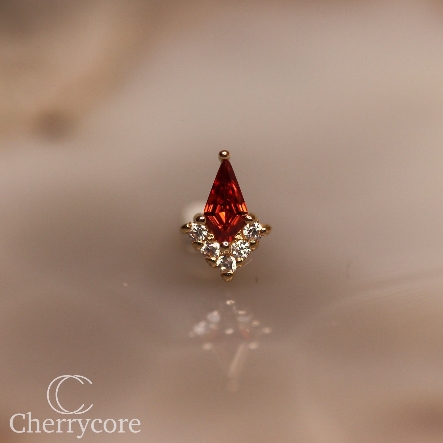 14k- Aurora Point- Garnet CZ -Threadless attachment