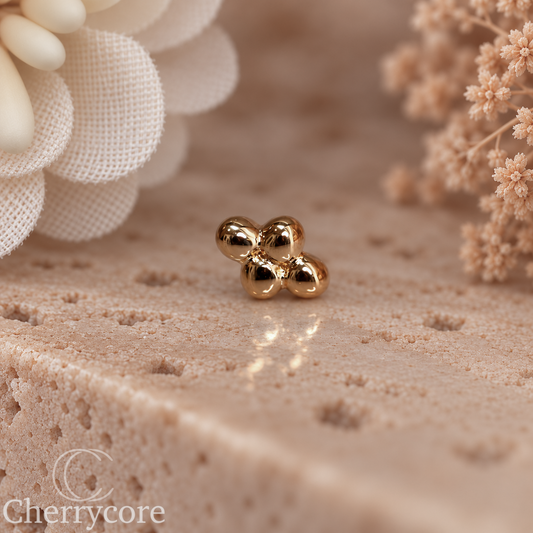 14k Gold- Mini Quad Bead -Threadless Attachment