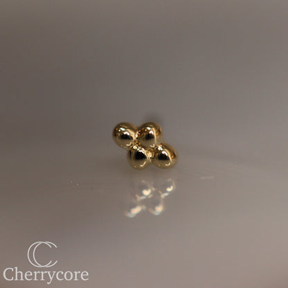 14k Gold- Mini Quad Bead -Threadless Attachment