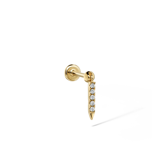 Diamond Eternity Bar Charm Threaded Stud Earring