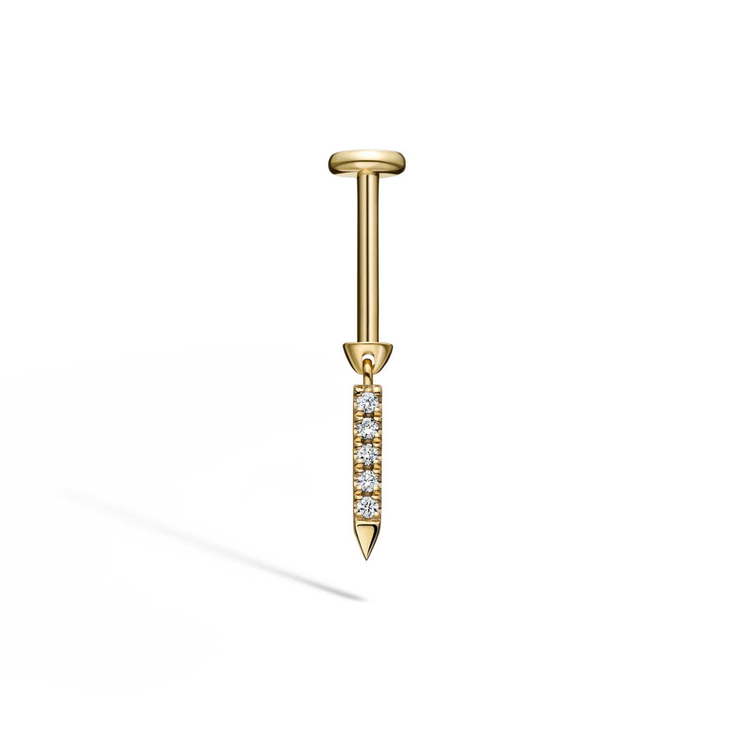 Diamond Eternity Bar Charm Threaded Stud Earring
