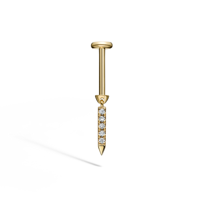 Diamond Eternity Bar Charm Threaded Stud Earring