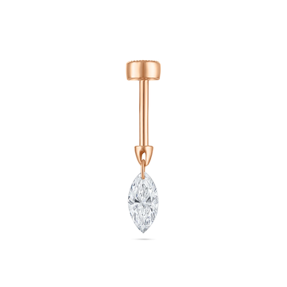 Floating Marquise Diamond Charm Threaded Stud Earring