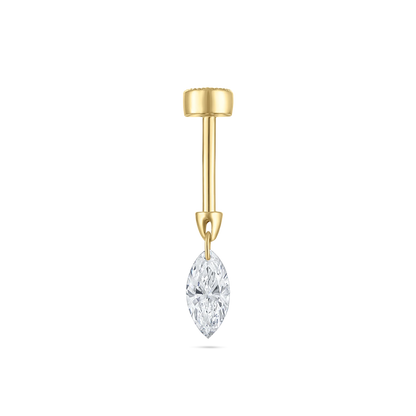 Floating Marquise Diamond Charm Threaded Stud Earring