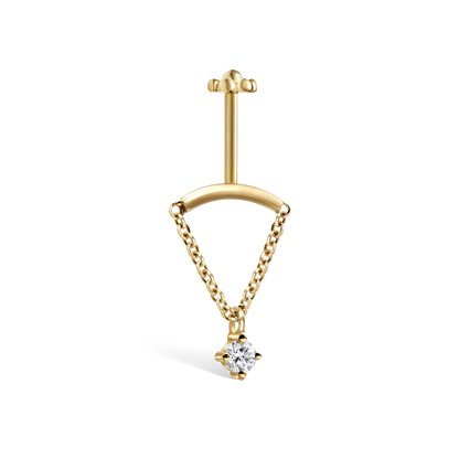 Prong Set Diamond Drape Threaded Stud Earring
