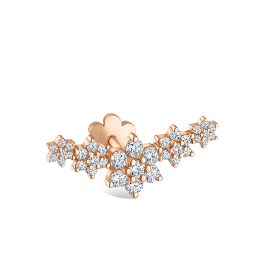 Five Flower Garland Diamond Threaded Stud Earring