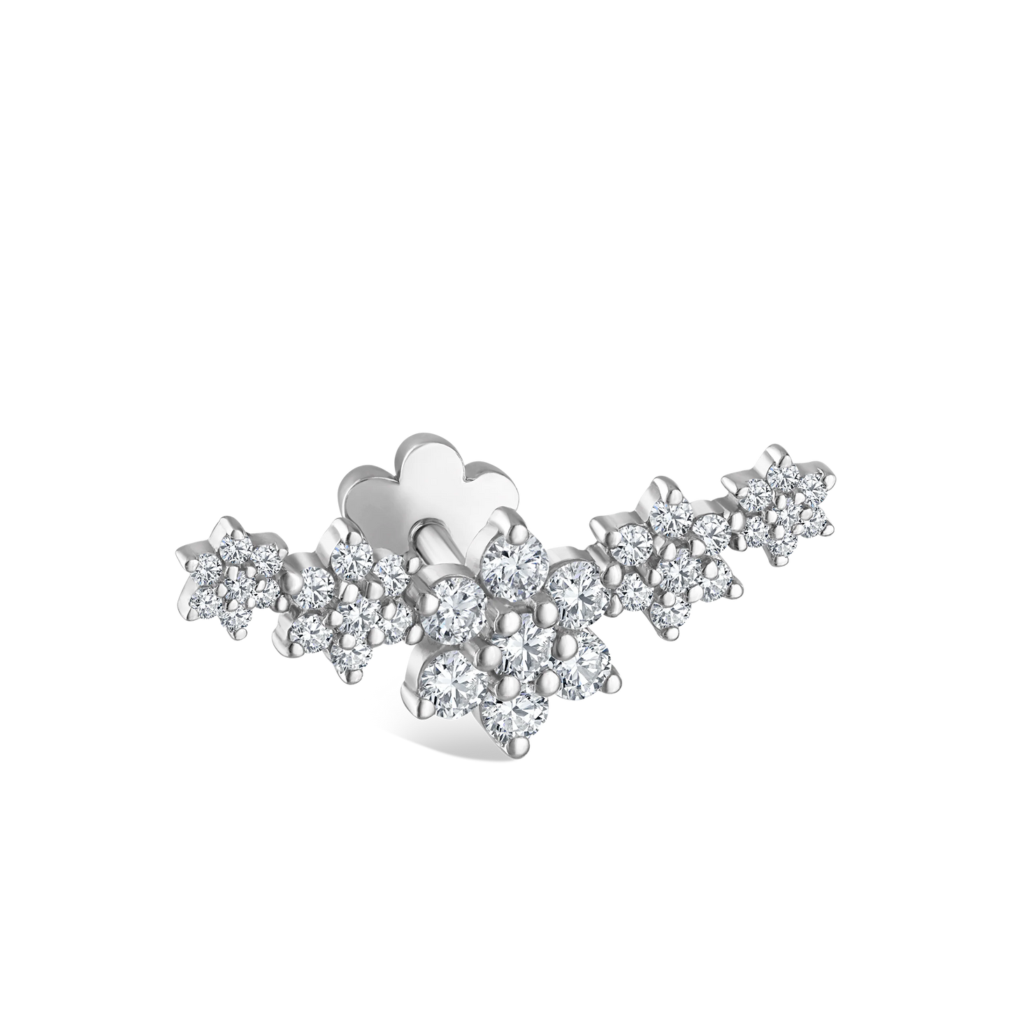 Five Flower Garland Diamond Threaded Stud Earring