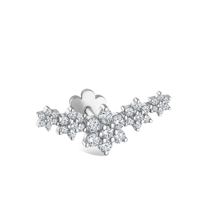 Five Flower Garland Diamond Threaded Stud Earring
