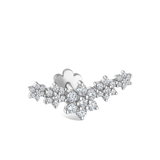 Five Flower Garland Diamond Threaded Stud Earring