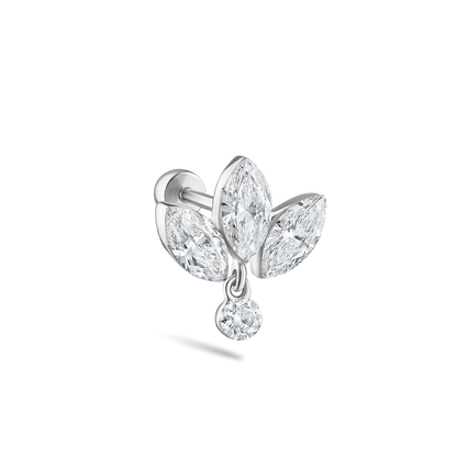 Invisible Diamond Lotus with Dangle Threaded Stud Earring