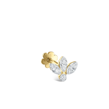 Invisible Diamond Lotus Threaded Stud Earring