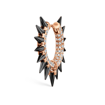 Black Moissanite Mohawk and Diamond Pavé Hoop Earring