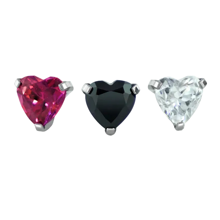 Prong Set Heart - Titanium Threadless Attachment