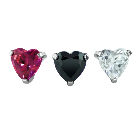 Prong Set Heart - Titanium Threadless Attachment