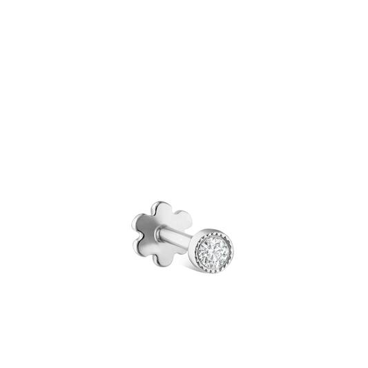 Scalloped Set Diamond Threaded Stud Earring
