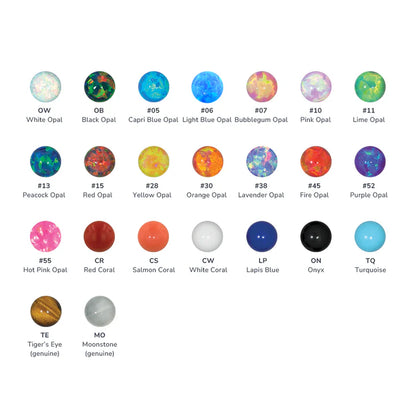 Titanium Threadless Gem Curved Barbell