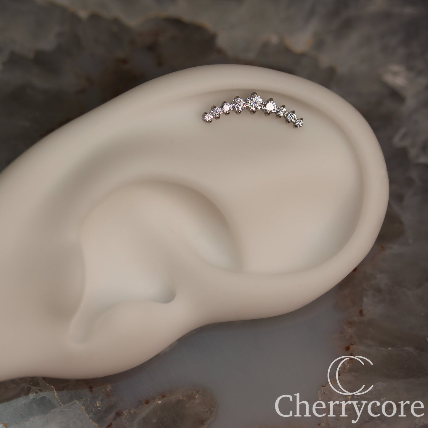 Prong Set CZ 9 Gem Arc- Threaded attachment